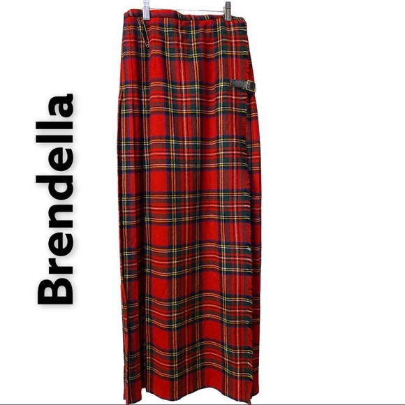 ViNtAgE MAXI Brendella Tartan Pleated Wrap Skirt - Picture 1 of 10